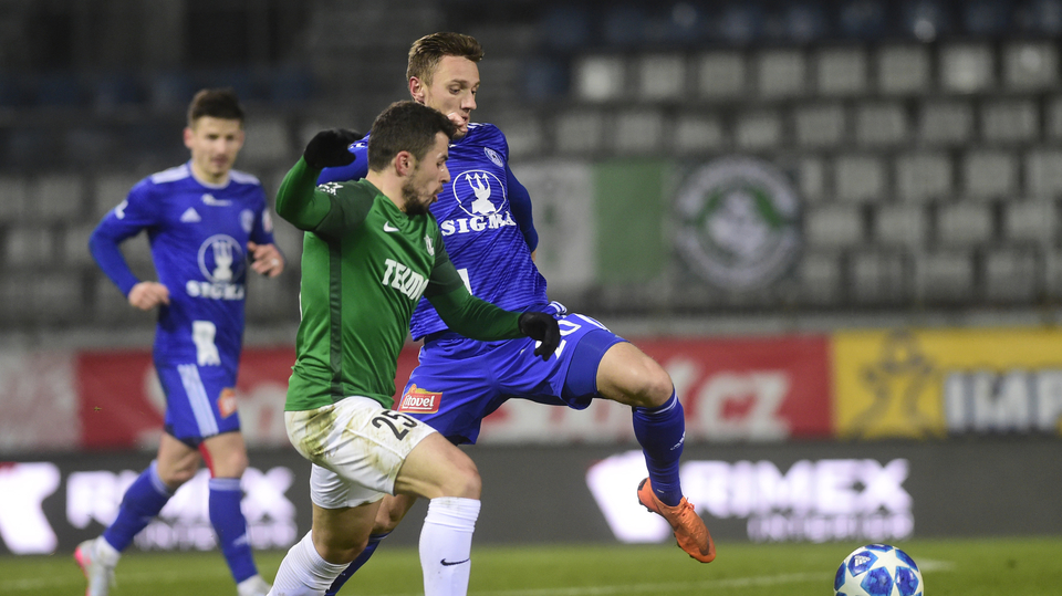Utkání české fotbalové ligy mezi Jabloncem a Olomoucí.
