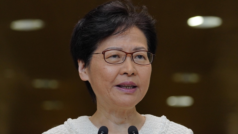 Propekingská správkyně Hongkongu Carrie Lamová.