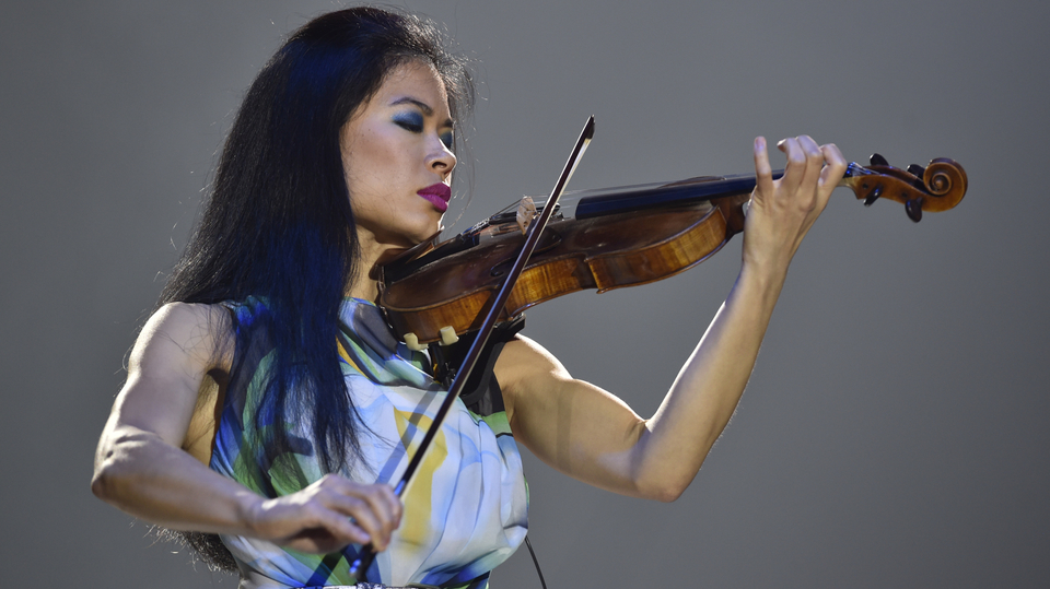 Houslistka Vanessa Mae.