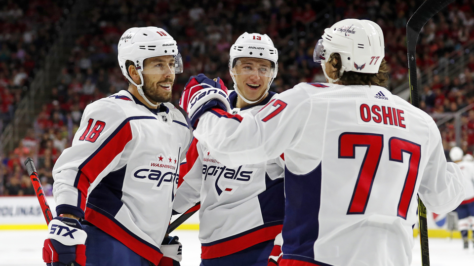 Radost hráčů Washingtonu po vítězném utkání. 