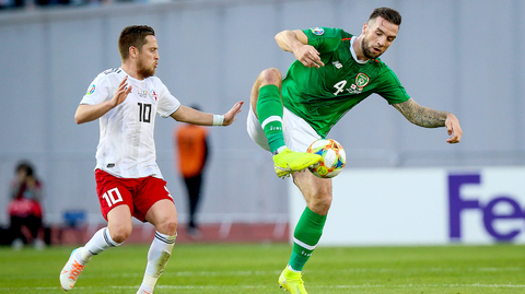 Momentka z utkání Gruzie vs. Irsko.