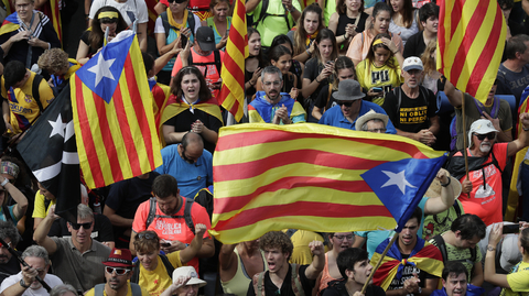 Demonstrace v Katalánsku. 