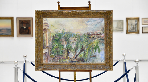 Kokoschkův obraz Praha - Pohled z křížovnického kláštera.