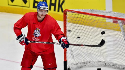 Český hokejista Dmitrij Jaškin v dresu národního týmu.