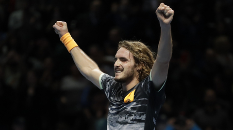 Radost řeckého tenisty Stefanose Tsitsipase.