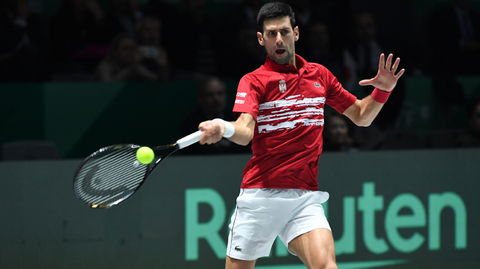 Novak Djokovič během Davisova poháru proti Japonsku.
