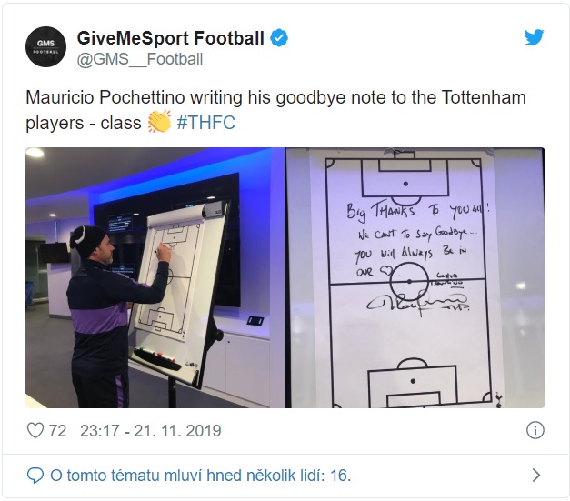 Mauricio Pochettino se s hráči Tottenhamu rozloučil originálně
