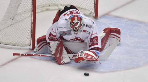 Třinecká jednička v brankovišti Petr Kváča.