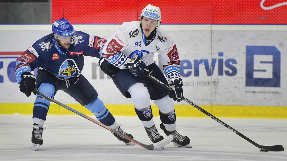 Zleva Patrik Machač z Kladna a Matyáš Kantner z Plzně.