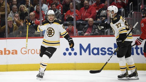 David Pastrňák se raduje z gólu.