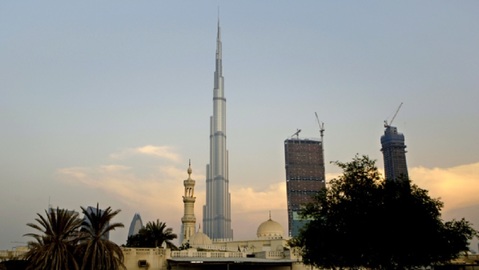 Nejvyšší budova světa - mrakodrap Burdž Chalífa v Dubaji. 