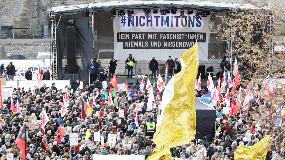 Demonstrace v Erfurtu.