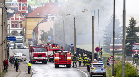 Požár v areálu firmy Hauk. 