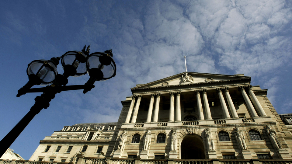 Budova britské centrální banky. 