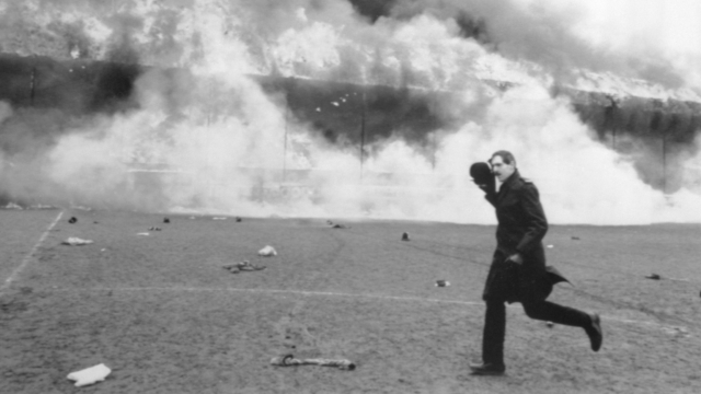 Požár v Bradfordu.