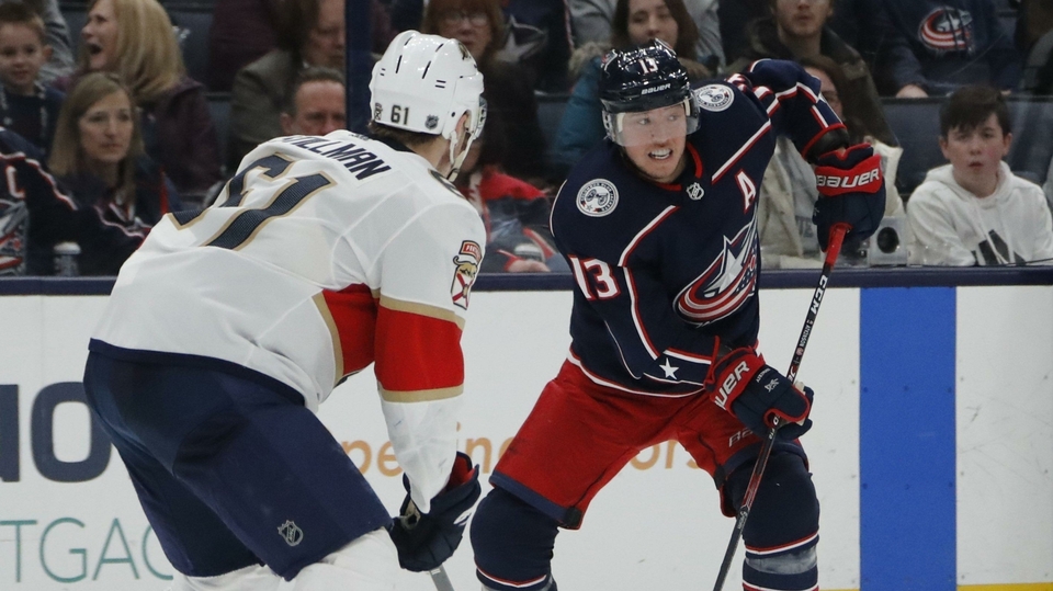 Utkání NHL mezi Columbusem a Floridou.