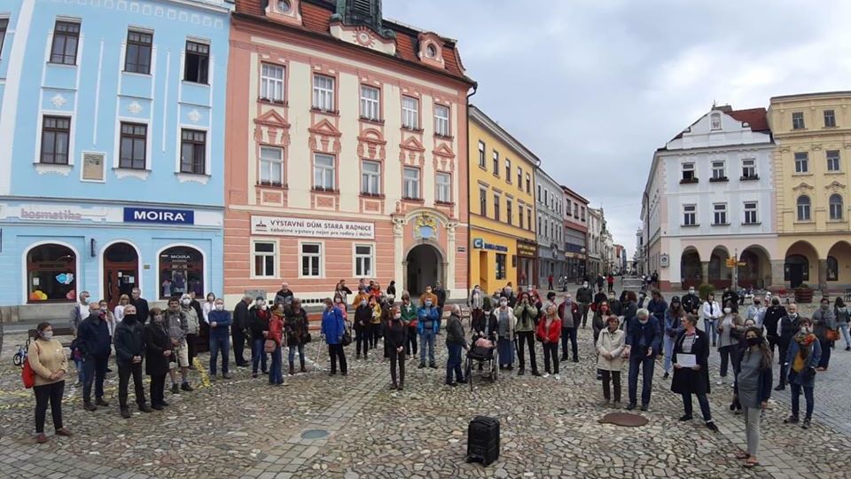 Demonstrace v Jindřichově Hradci.