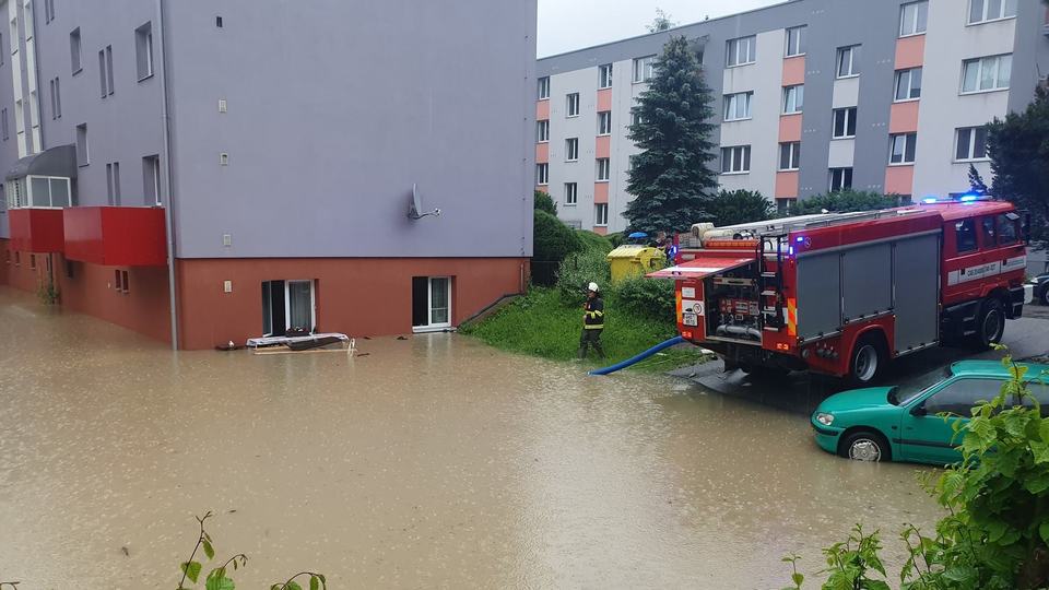 Zaplavené sídliště u nemocnice, Rychnov nad Kněžnou.
