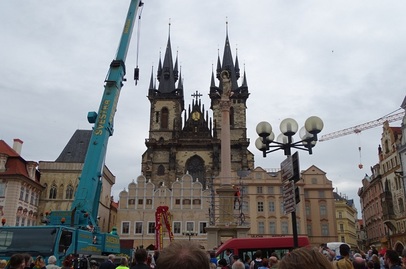 Mariánský sloup na Staroměstském náměstí.