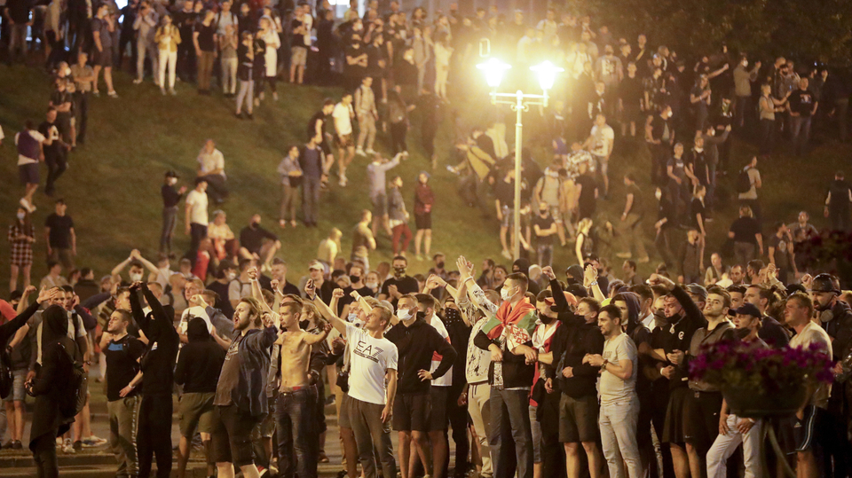 Demonstrace v Minsku 9. srpna 2020.