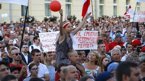 Demonstrace v Minsku.