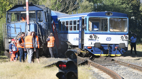 Vlak po nehodě  v Kdyni.