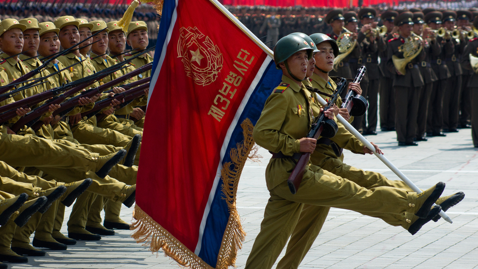 Pchjongjang, vojenská přehlídka.