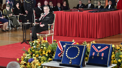 Miloš Zeman při slavnostním vyhlašování.