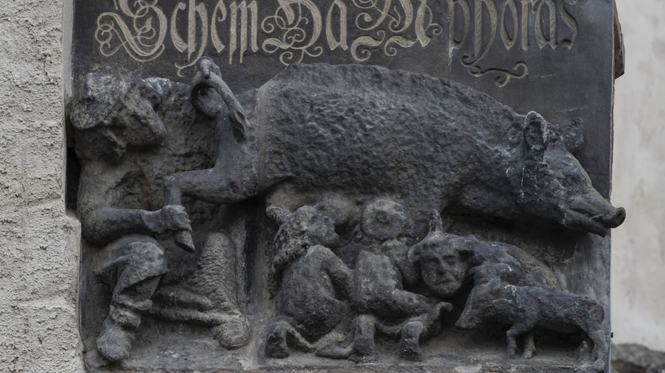 Ukázka z protižidovského reliéfu v Bavorsku.