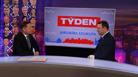 Moderátor pořadu Jaromír Soukup a poslanec a místopředseda SPD Radim Fiala.