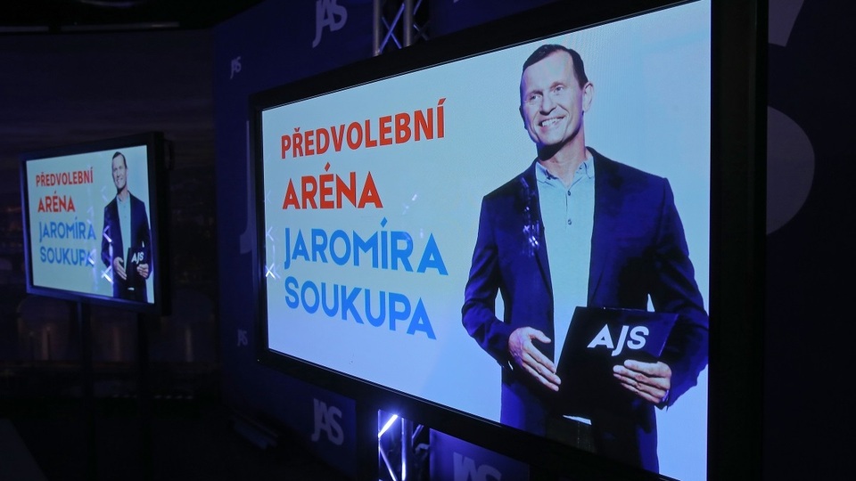 Předvolební Aréna Jaromíra Soukupa.