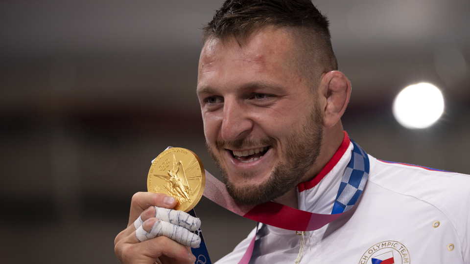 Letní olympijské hry Tokio 2020, 30. července 2021. Judo, nad 100 kg muži, finále. Lukáš Krpálek z ČR, který porazil Gurama Tušišviliho z Gruzie, se zlatou medailí.