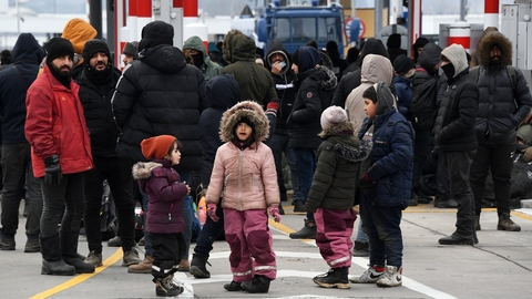 Migranti na Polsko-Běloruských hranicích.