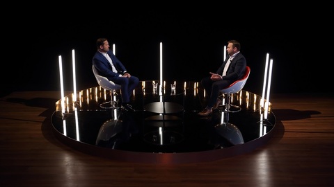 Moderátor pořadu Jaromír Soukup a předseda KDU-ČSL Marian Jurečka.
