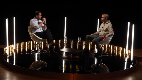 Moderátor pořadu Jaromír Soukup a lídr občanského hnutí Přísaha Robert Šlachta.