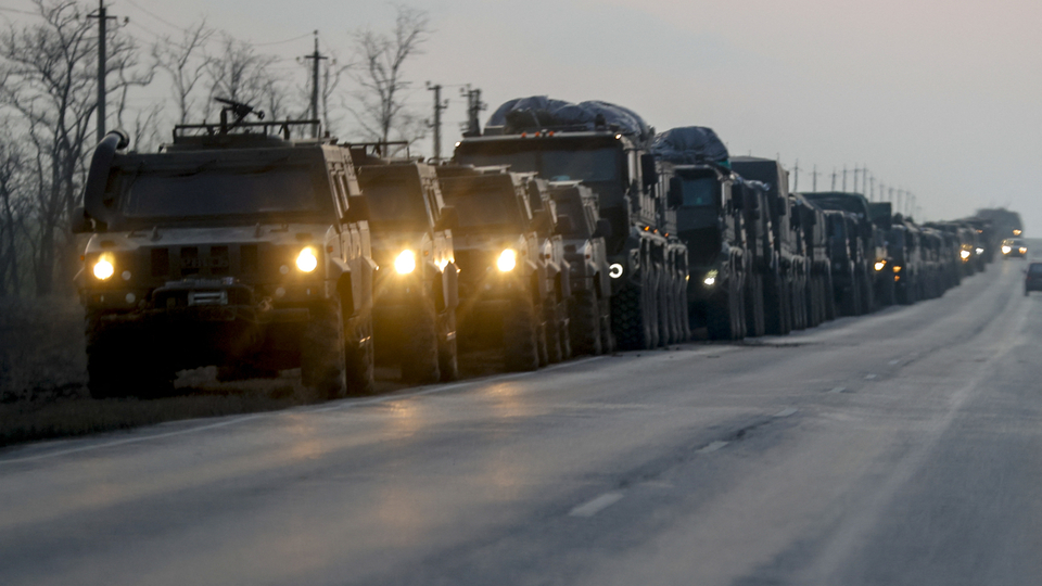 Vojenský konvoj ruské armády.
