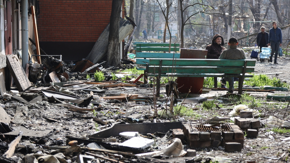 Ukrajinské město Mariupol poničené ruskou invazí.
