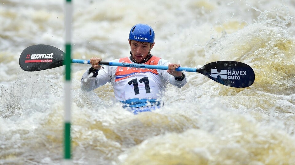 Vodní slalomář Jiří Prskavec v akci.